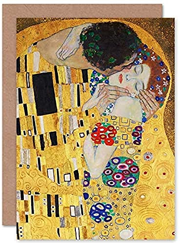 Artery8 Gustav Klimt, Altes Meistergemälde „Der Kuss“, 1908 Geburtstagskarte Grußkarte