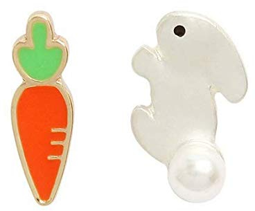 Miniblings Hase Stecker Ohrstecker Kaninchen Ostern Karotte Metall Perle - Handmade Modeschmuck I Ohrringe Stecker Ohrschmuck