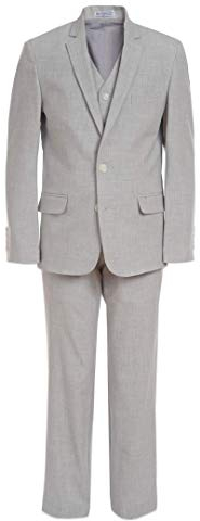 Calvin Klein Jungen 3-teiliges formelles Business-Anzug Hosen-Set, Silberfarbenes Metall, 8