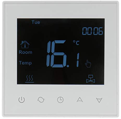 Heschen Termostato de calefacción por Suelo Radiante Digital, Termostato de calefacción por Suelo Radiante, Controlador de Temperatura, Controlador programable, HS-C505, 220VAC 3A, Vidrio Templado