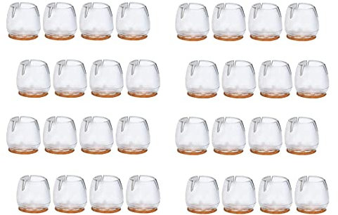 Coussin en Silicone 32 Pièces pour Chaises de Meubles Housses pour Pieds de Chaise Protecteur de Pieds Chaise Housses en Caoutchouc,17-21MM(Transparent)