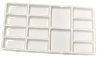 Gemerglity Palette de Peinture d'artiste en céramique à 14 puits - 20,3 cm - Plateau de mélange en céramique pour Peintres