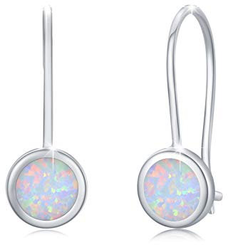 Damen Opal Ohrringe 925 Sterling Silber Kleine Creolen Kreis Ohrringe Kreolen Geschenk für Mädchen,Kinder,Tochter