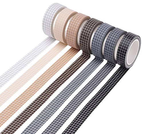 Mr. Pen- Washi Tape Set, 0.6, 7 Rolls, 9 Yards/Roll, Washi Tape for Scrapbook, Arts, Crafts, Journals and Planners, Grid