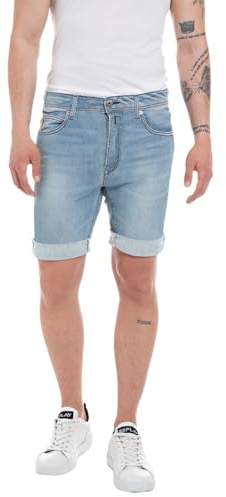 Replay Herren Jeans Shorts RBJ 901 Tapered-Fit mit Comfort Stretch, Light Blue 010 (Blau), 38W