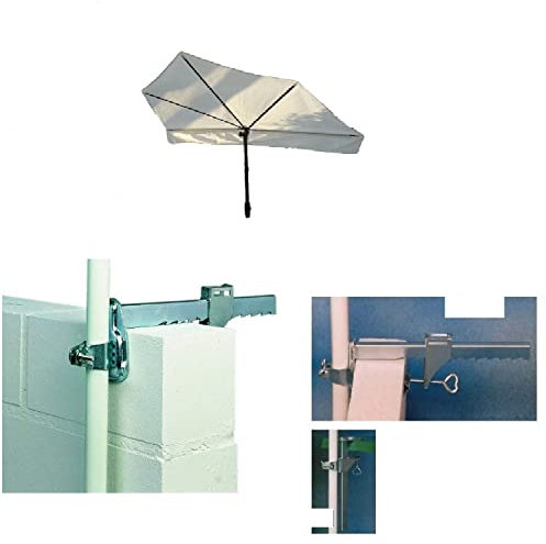 holly ALS MARKISEN ERGÄNZUNG - KLEINER MOBILER EXKLUSIVER WEISSER - UV SCHUTZ - Fächerschirm - ALU GESTELL + Edelstahlhalter mit 50 mm Ø - Made Baden Württemberg -
