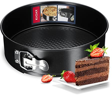 KADAX Moule à gâteau, diamètre : 21,5 à 30 cm, en tôle galvanisée et antiadhésive, rond, avec fond plat, anti-fuite, diamètre : 26 cm, noir