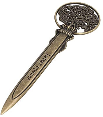 Brieföffner Zinklegierung Zuverlässig Langlebig Bequem Briefumschlagschneider Postmesser für Office Home Supplies Briefhelfer 5in(Bronze)
