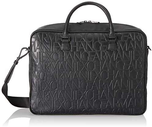 Armani Exchange Herren Essential Jim, Sustainable Embossed Monogram, Zipper Briefcase,
