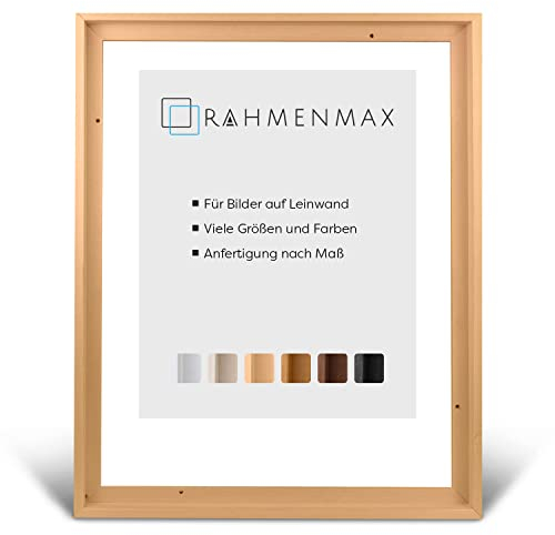 RahmenMax® Luzern Schattenfugenrahmen 80x100 cm aus lackiertem Massiv Holz/Rahmen für Leinwand/Bilderrahmen für Keilrahmen/Leinwandrahmen in Natur - Maßanfertigung möglich
