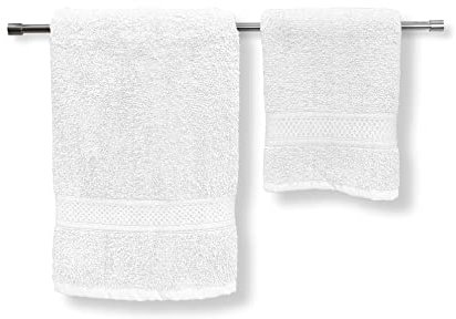LARA MORADA - Set Asciugamani Bagno Viso E Bidet, 1+1 in Spugna, Tinta Unita, 1 Asciugamano Viso + 1 Asciugamano Ospite, in Morbida Spugna IDROFILA, 100% Cotone 100%, Bianco