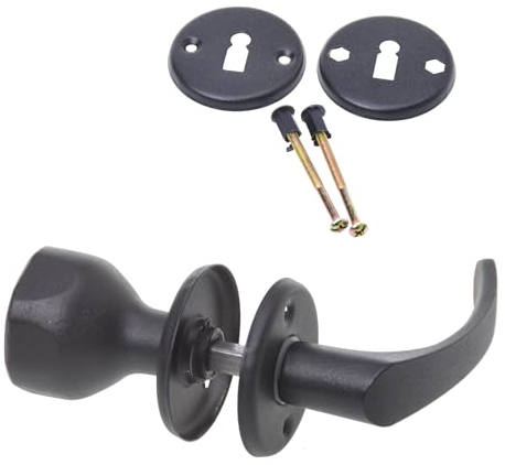 Aqbau® Poignée de porte avec bouton de porte et rose BB | Appuyez sur bouton | Bouton de porte | Bouton (noir)