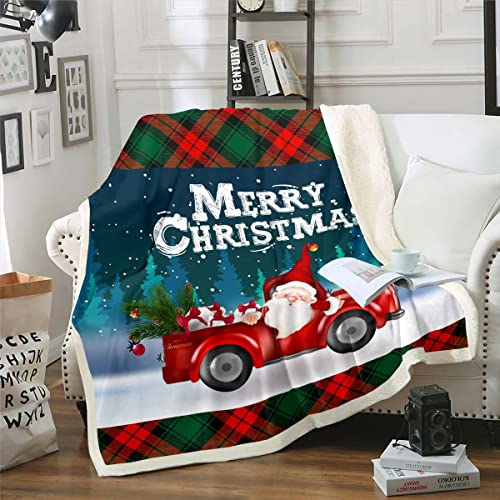 Homewish Weihnachten Decke 75x100 Weihnachtsmann Fleece Decke Rot Schwarz Grün Büffel Karo Decke Werfen Geschenke Für Kinder Teen Erwachsene Ferienzimmer Dekor Weihnachten Kiefer Baum Fuzzy Decke