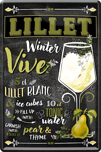 Blechschild ''Lillet Winter Vive'' 20x30cm Geschenk Lustige Sprüche Feier Vintage Retro Geburtstag Deko Party Überraschung Fan Alkohol Cocktail Likör Sekt Getränk Party