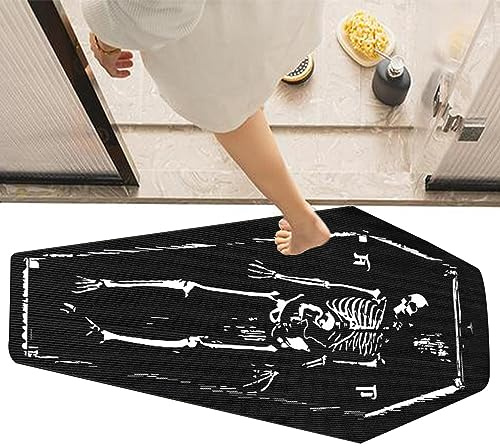 Teksome Goth Badematte - Gruselige Sarg-Türmatte - 39,37 x 15,7 Zoll großer Badezimmerteppich für Halloween-Dekoration, Feiertagsmatte für Wohnzimmer, Eingangsbereich, Gothic-Geschenk