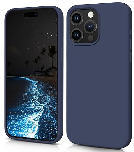 HiiVeet Silicone Case Designed for iPhone 15 Pro Max Case,6.7 inch,Ultra Slim Shockproof Protective Liquid Silicone Phone Case with Soft Anti-Scratch Microfiber Lining,Midnight Blue