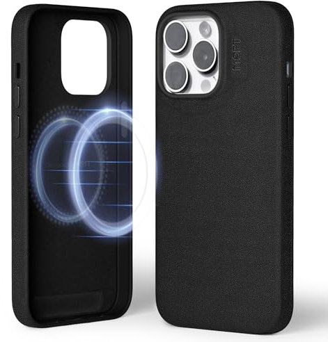 MOFT Magnetic Case for iPhone 14 Pro Max Compatible with MagSafe, MOVAS Vegan Leather Case Cover, Touch Sensation, Color Retention, Scratch & Stain Resistant, Easy to Clean, Jet Black