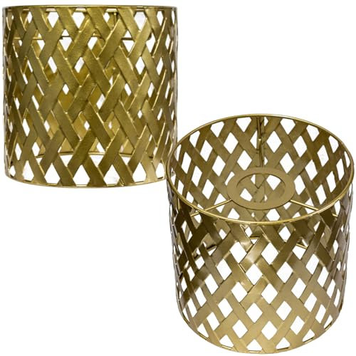 2pcs Abat-Jour en Métal or, Abat-Jour Évidé, pour Lampe sur Pied, Salon, Chambre, Salle de Bain