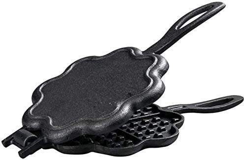 AuLYn Gaufrier en Fonte en Forme De Cœur, Pot De Cuisson À Gaufres, sans Revêtement, sans Caractère Collant, sans Fumée, Épaississant, Adapté Aux Gâteaux, Assiette À Gaufres