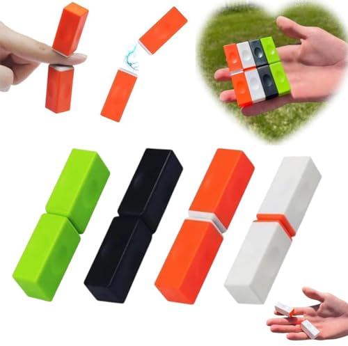 PKKP 4PCS Bounce-Ziegel, 8.6cm Magnetische Bauklötze, Mini Bounce Bricks, Bausteine Fidget Spinner, Zappelblock Spielzeug, Magnet Fidget Blocks, Dekompression Spielzeug für 3+ (4Pcs-Mischen)