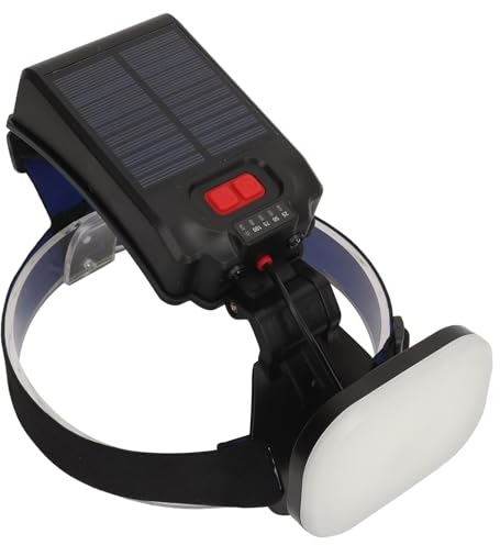 dsheng Linterna Frontal con Energía Solar para Camping, LED con Carga USB, 1200 LM, Linterna Solar Brillante con 3 Modos, Ajustable a 90°, Luz Frontal Impermeable para Correr, Ciclismo,