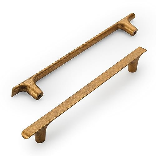Amerdeco 10 Stück Möbelgriffe Antik Messing, 128mm Lochabstand, Zinklegierung Schubladengriffe & Schrankgriffe für Küchenschränke & Kleiderschränke UK0060