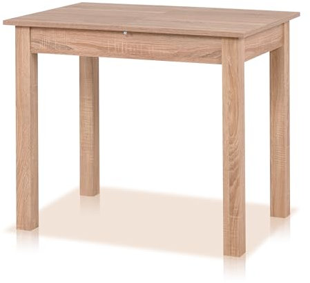 smart Esstisch 60x90 cm Eiche, Küchentisch ausziehbar bis 130 cm, Esszimmertisch aus Holzwerkstoff inkl. erweiterbare Auszugsplatte, moderner Tisch für bis zu 6 Personen
