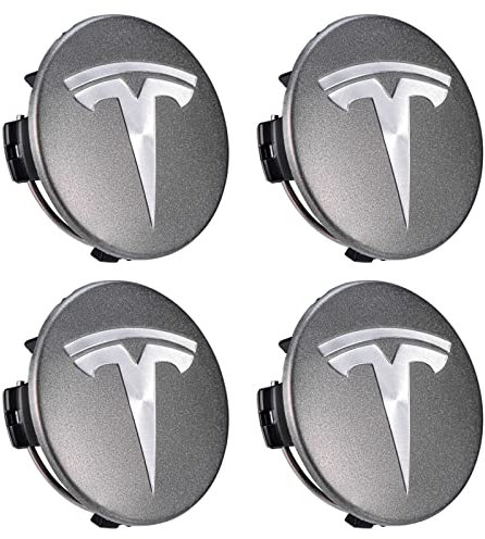 ANZHENGRQ 4 Pcs Hub Centre Cover wheel hub kit modification accessories,Wheel center lug nut cover, for Tesla Model 3/Y/X/S, Grey-silver