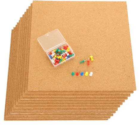 MEIDIV 12 Pack Cork Board Tiles 30 X 30cm, Self Adhesive Cork Boards for Walls, 4mm Thick Notice Bulletin Pin Boards for Office, Home, School
