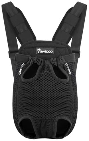 Pawaboo Haustier Rucksack Hund Tragetasche, Verstellbar Beinen heraus Rucksäcke Haustier Tragbar Reisetasche, Atmungsaktiv und Bequem Speziell für Klein Mittler Hunde Katzen Welpen XL, Schwarz