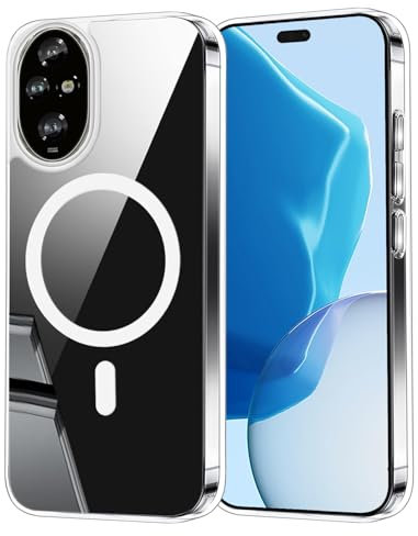 Cover per Honor 200 Pro, Custodia Magnetica Trasparente Compatibile con MagSafe Ricarica Wireless, Antiurto Anti-Graffio Case con Hard PC e TPU Paraurti, Clear