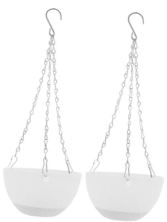 OFFSCH 2pièces Pots De Suspendus Auto-arrosants avec Drainage pour Intérieur Et Extérieur Jardinières avec Chaînes pour Plantes Décoratives