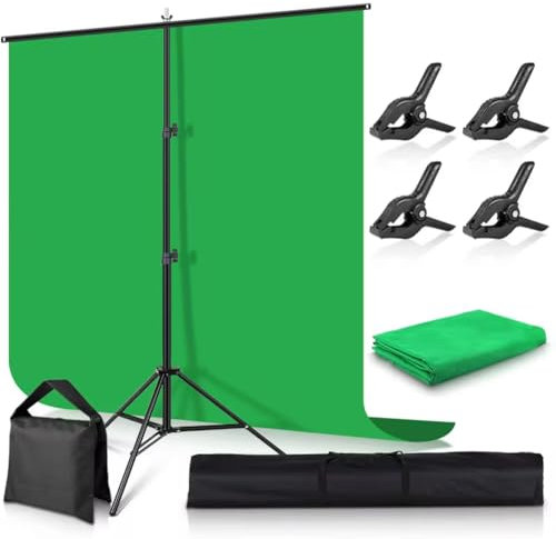Green Screen Backdrop Stand Kit, 2x1.5m Screen Green Screen Background, Portable Retractable Panel Photo Background for Photo Studio Video Shooting, Portrait Photography