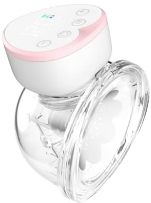 lvifloae Tragbare freihändige elektrische Milchpumpe mit 4 Modi und 12 Saugstufen, 180 ml Flaschenkapazität, Pulver-Touchscreen, geräuscharm und schmerzfrei, Weiß (1 Packung)