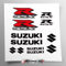 Aufkleber-Set kompatibel mit Tank und Motorradhelm GSX R, Basis aus transparentem Vinyl, einfache Anbringung, UV-Druck, Schriftzug Logos, Stickersland® (schwarz)