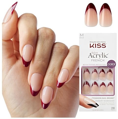 KISS Salon Acrylic, Press-On Nägel inkl. Nagelkleber, 'Catchy', Lila, mittellange Mandel-Form, enthält 28 Nägel, 2g Kleber, 1 Maniküre-Stäbchen, 1 Mini-Feile