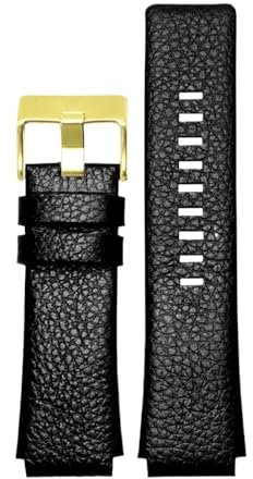 HUTBUVEAW Hochwertiges, weiches Kalbslederarmband for Herren, Kette for Diesel DZ1089, DZ1123, DZ1132, Ersatz-Konvexband, 30 x 22 mm, 30 x 20 mm, 28 x 20 mm, Schwarz(Black gk,28mm-18mm)