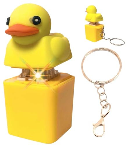 Quacking Duck Fidget Toy Keychain Stress Reliever Squeaky AnxietyStress Relief Toy Duck Keyboard Keycaps That Quack Button Fidget Key Board Clicker Sensory Toys
