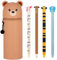DGTSYAL 2 in 1 Weiche Silikontasche Federmäppchen, 4 Stück Tierisches Kugelschreiber, Kawaii, Tischstifthalter, mäppchen mit 0.5mm löschbaren für Schule Büro Mädchen (4 Radierstift + Bär B)