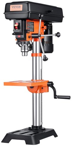 VEVOR Perceuse de table réglable de 3,2 A et 5 vitesses avec balançoire de 25,4 cm, cadre en fonte, inclinaison de 0 à 45°, idéale pour percer du bois et du métal
