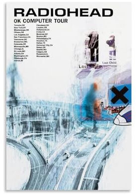 hoxaooi Radiohead Ok Computer Tour 1997 Poster Für Zimmer, Ästhetische Leinwand-Wandkunst, Schlafzimmer-Dekor Poster 12x18inch(30x45cm)