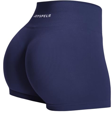 JOYSPELS Sport Gym Shorts Damen, Kurze Sporthose Damen Radlerhose High Waist Blickdicht Laufhose Seamless Dunkelblau S