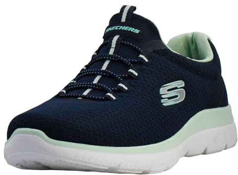 Skechers Women's Summits Sneaker, Navy/Aqua, 8.5 X-Wide