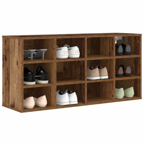 vidaXL Shoe Cabinet Old wood 103 x 30 x 51 cm Engineered wood, Ample Storage for Hallway, Rectangular Minimalist Shoe Cabinet, Stylish Organizer, Functional Home Entry Solution, Space Saver