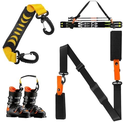 Jiaoshou Pan 2 Pezzi Tracolla per Sci, Spallacci Regolabili Accessori per Sci Adatto al Trasporto di Attrezzature attività Outdoor Invernali (Stile 1)