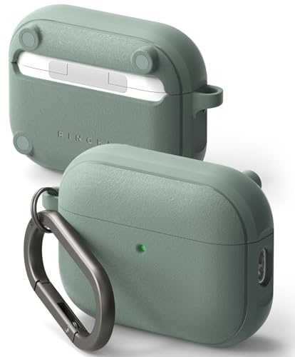 Ringke Onyx Magnetic für Airpods Pro 3 Hülle, [Kompatibel mit MagSafe] rutschfeste Stoßfeste Griffig Schutzhülle für Magnetisches Laden mit Karabiner - Sage Green