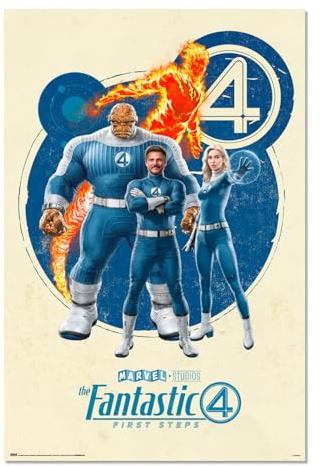 Grupo Erik Poster Kunstdruck Marvel Die Fantastischen Vier Comic Poster Deko Wohnzimmer oder Deko Schlafzimmer - Deko Zimmer - Größe 61 x 91 - Offizieller Marvel Fantastic Four Fanartikel