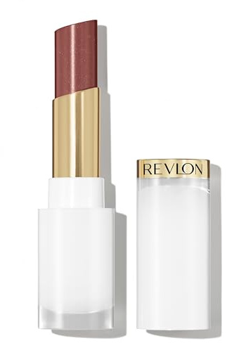 Revlon Super Lustrous Glass Shine Balm, Hydrating Lip Balm with Hyaluronic Acid & Aloe, Sheer Glassy Shine. Toasting Glasses | Sheer glossy tinted lip balm with hyaluronic acid, aloe & rose quartz. Hydrating shine in one swipe.