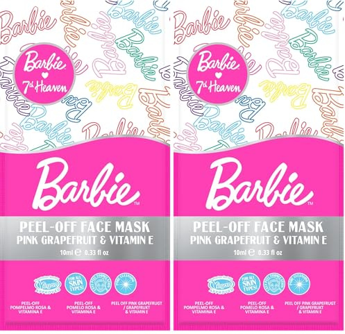 7th Heaven Barbie Pink Grapefruit & Vitamin E Peel-Off Face Mask - Pore Cleansing - For All Skin Types (Pack of 2)