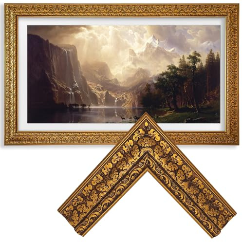 Samsung The Frame TV Bezel/Mounts Antique Gilded Walnut ONLY with Samsung The Frame TV 65/PRO(Fits 2021-2026 models, model codes: 65LS03A/B/C/D/FA/FW/HE/HW) (Antique Gilded Walnut, 65-LS03)